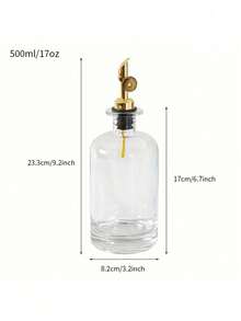 1pc/350ml/500ml Oil Dispenser Bottle Made Of Thin Skin And Glass With No Leak Cap: Olive Oil Container, Vinegar Bottle, Condiment Holder, Glass Bottle, Random Kitchen Label Included