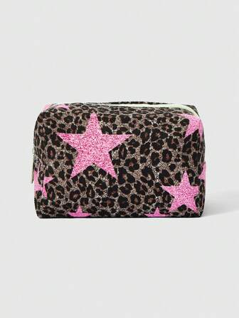 Grunge Punk Letter And Cartoon Pattern Quilted Makeup Bag, Portable Makeup Storage Bag With Zipper, Multifunctional Storage Bag, Lightweight Travel Bag, Suitable For Men And Women