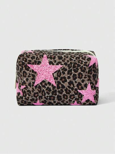 Grunge Punk Letter And Cartoon Pattern Quilted Makeup Bag, Portable Makeup Storage Bag With Zipper, Multifunctional Storage Bag, Lightweight Travel Bag, Suitable For Men And Women