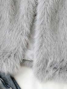 Genkimix Kids 少女休闲时尚简约纯色仿皮草无袖背心，秋冬季 - 灰色 - 查看 4