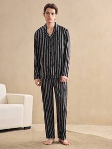 EverLounge 男士休闲绅士风家居服套装，适合室内外穿着，冬季服装 - 彩色 - 查看 3