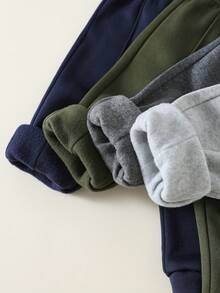 SHEIN Bộ 4 quần dài lưng thun màu trơn thường ngày cho bé trai/bé gái, mùa thu/đông - Nhiều màu - Xem 4