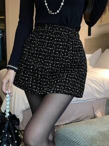 Dazy Tall 高个女式格子修身迷你裙，优雅铅笔裙