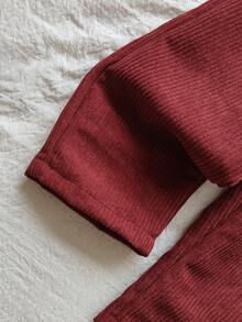 SHEIN Vintaside Kids 2件套/组 6个月-3岁女宝宝秋季休闲套装 花朵装饰长袖上衣和长裤 - 藕粉色 - 查看 6