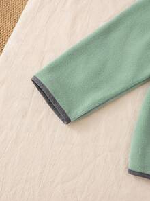 Genkimix Kids Toddler Boys' Textured Stand Collar Long Sleeve Half-Zip Button Sweatshirt, Playful Design