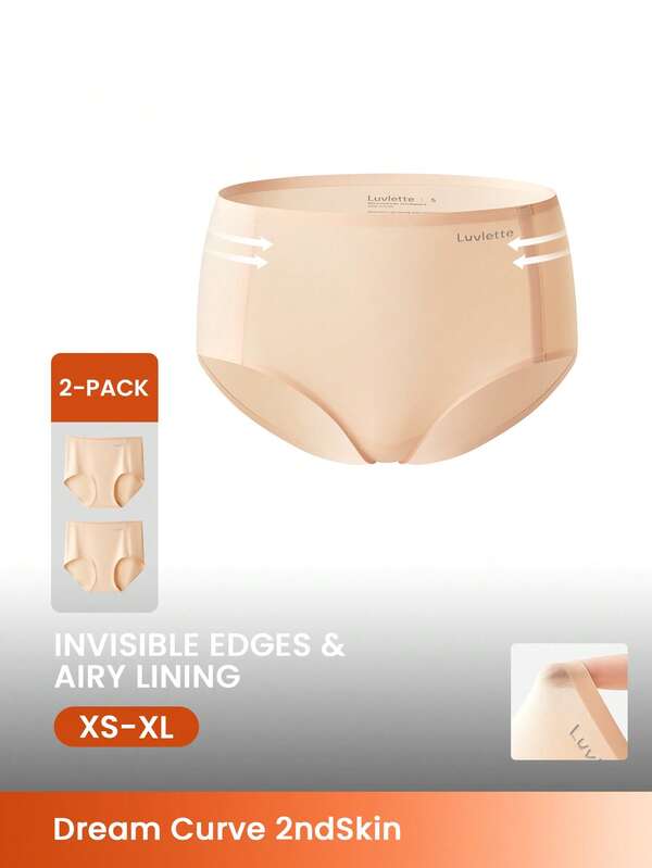LUVLETTE Set de 2 bragas básicas de cintura alta sin marcas para mujer