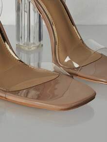 CUCCOO SZL Clear Chunky Heeled Sandals Vacation Shoes Summer Back To School Shoes College Student Shoes Spring Shoes Spring Break Easter Prom Heels For Christmas - Apricot - View 8