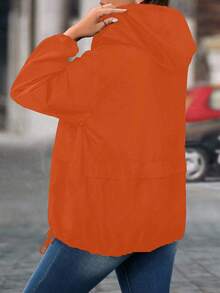 EMERY ROSE Plus Size Women Casual Solid Color Minimalist Zip-Up Hoodie Jacket