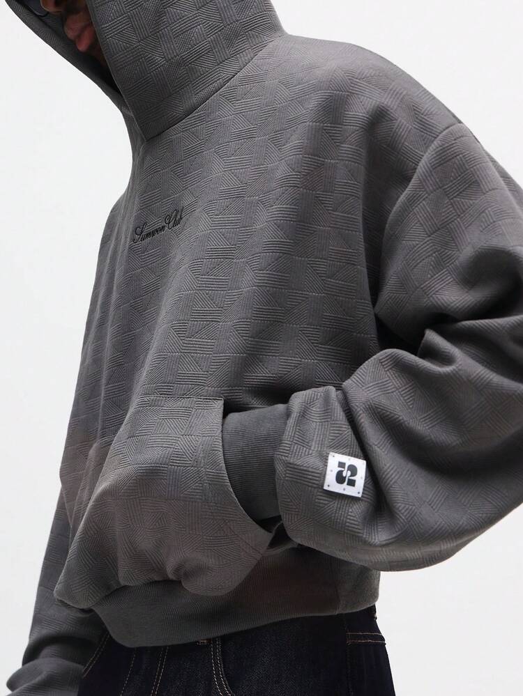 SUMWON Crop Fit Textured Overhead Hoodie With Drawstring And Centre Pocket Casual Pullover Sweatshirt Plain