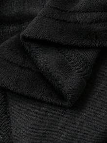 DAZY 女士天鹅绒内衬基本款长袖T恤，修身剪裁，时尚休闲街头风，适合秋冬季节穿着。 - 黑色 - 查看 3