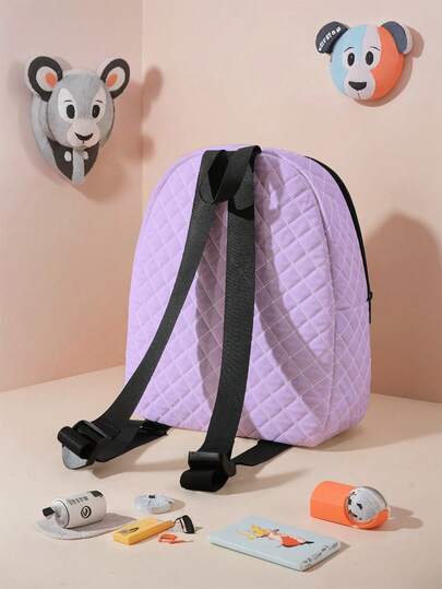 Grunge Punk Collaboration Backpack, Casual Diamond Quilted Stitching Small Backpack, Versatile Daypack For School, Travel, Outdoor, Lightweight Travel Rucksack, Suitable For Men And Women