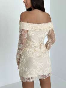 Aloruh Rochie mini elegantă pentru femei, cu umeri goi, culoare solidă, mulată