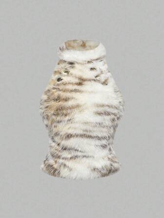 Grunge Punk Top corto halter con estampado animal, de peluche y ojetes metálicos, sexy