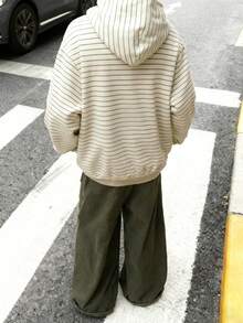 Manfinity Dauomo 男士条纹印花连帽拉链休闲长袖运动衫 - 彩色 - 查看 2