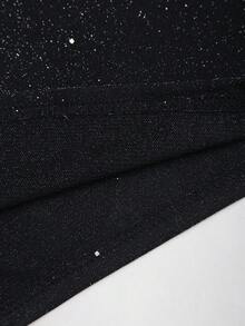 Sweetra Tall 2 件套女士时尚亮片挂脖吊带背心和及踝长裤套装，经典百搭，秋冬 - 黑色 - 查看 6