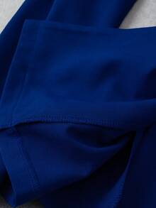 INAWLY Women's Oblique Decorative U-Shaped Buckle Blazer - Navy Blue - View 7