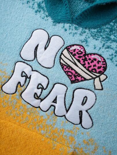 Men's Colorblock Long Sleeve Hooded Leopard Print Heart Pattern Casual Knit Sweater