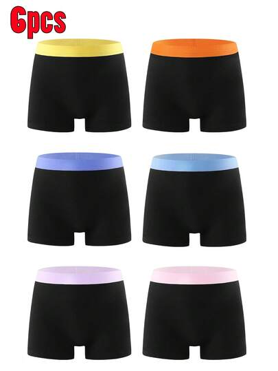 6条装女童时尚撞色腰带三角裤，黑色内裤，适合青少年女孩，最佳圣诞礼物，舒适柔软内衣套装