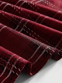 ROMWE MEN Grunge Punk Men's Plaid Skull Shirt Collar Long Sleeve Overcoat - Navy Blue - View 5