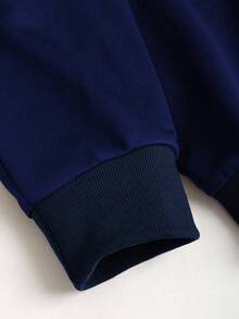 Sweetra Women's Brown Hooded Cinched Waist Long Sleeve Sweatshirt, Autumn/Winter - Royal Blue - View 3