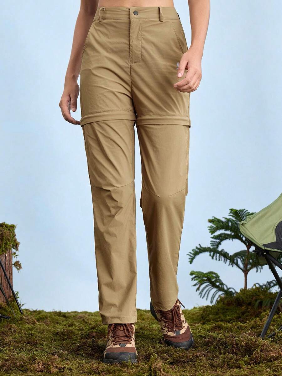 In My Nature Pantalones de senderismo desmontables de unicolor para mujer, de uso casual al aire libre - Óxido marrón - Ver 1