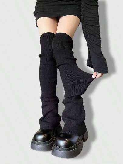 ROMWE Kawaii 1 Pair Extra Long Striped Leg Warmers For Women, Warm