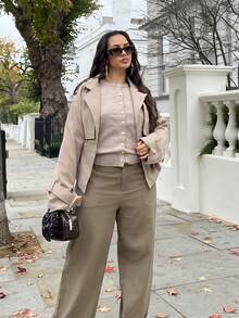 NegzBox Plain Green Women's Pants With Relaxed Straight-Leg Design Women Wide Leg Pants Loose Pants For Women Linen Pants For Women Women Summer Pants Cotton Pants For Women - Army Green - View 4