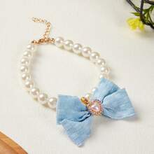 PETSIN 1. 可爱公主风宠物项圈，带蝴蝶结，小型犬项圈带缎带蝴蝶结，猫咪仿珍珠项链 - 彩色 - 查看 22