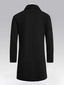 Manfinity Mode Cappotto uomo elegante e versatile a doppio petto, colore unito, cappotto lungo uomo a doppio petto, abbigliamento uomo, cappotto nero uomo, stile dark academia