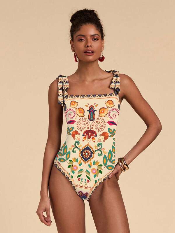 Travachic 1pc Fato de Banho feminino simples e elegante, adequado para o verão