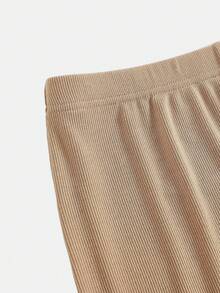 Girlism 少女两件套，花卉灰蓝色，休闲百搭，宽松长袖卫衣和喇叭裤，返校季，干净女孩，运动套装 - 棕色 - 查看 10