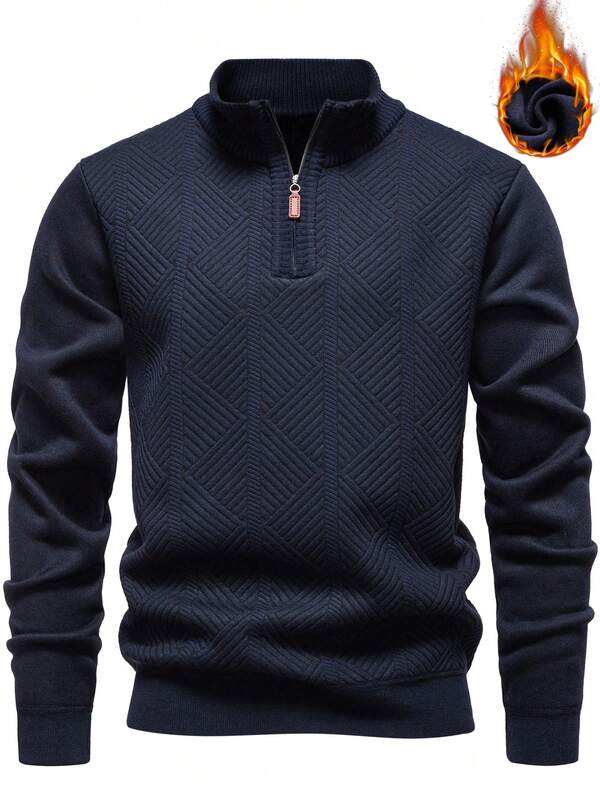 Manfinity Mode Jersey de punto con forro térmico para hombre, jersey de cuello redondo, otoño/invierno