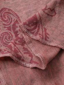 DAZY Women's Floral Pattern Fitted Pajama Set, Autumn/Winter - Pink - View 9