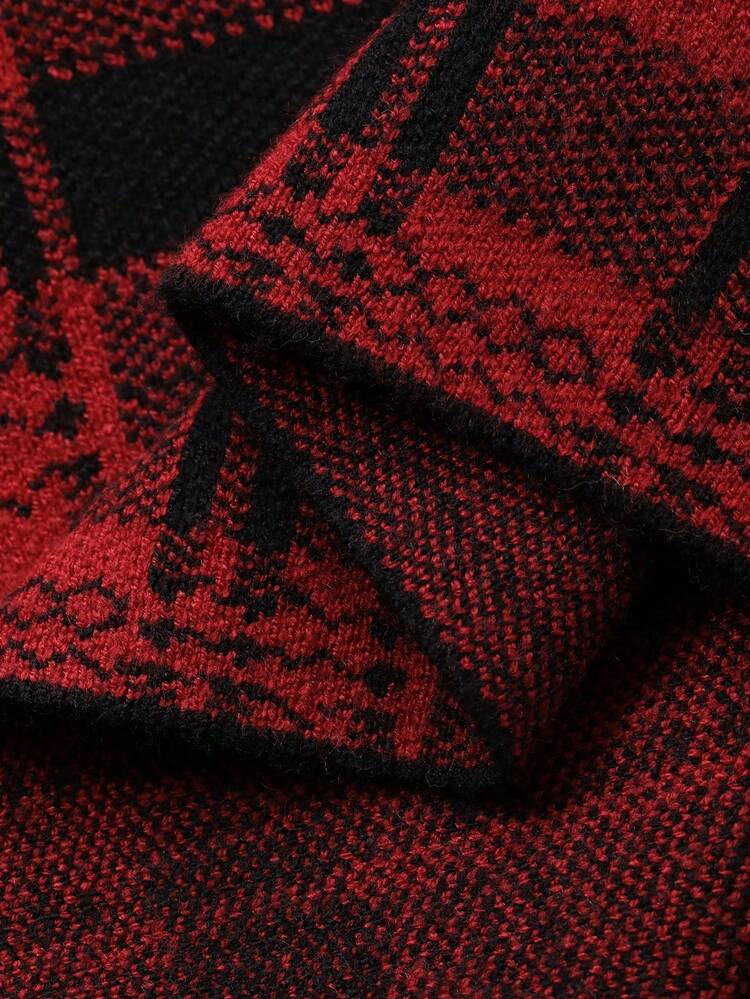 Autumn/Winter Fashion Plaid Color Block Patchwork Red Christmas New Year Wedding Party Bodycon Sweater Dress For Women