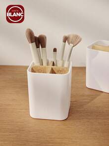 1pc Bamboo Toothbrush Holder, Toothpaste Rack, For Electric Toothbrush, Razor, Bath Counter Organizer Home Bathroom Decor Fall Decor Back To School - White - View 1