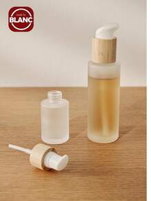1 个带竹盖的磨砂玻璃泵瓶，容量 30ml/60ml/100ml，便携式旅行化妆品容器，可再填充圆形玻璃分配器，适用于乳液、洗发水和沐浴露。返校 - 彩色 - 查看 4