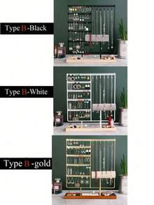 1pc Wooden Detachable Desk/Counter Earring Display Stand, Jewelry Necklace Organizer Holder Gifts For Women Sun Travel Cool Back To School - Multicolor - View 7