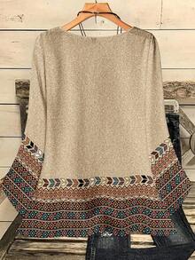 EMERY ROSE Chemise ample à col rond, imprimé tout-sur-tout, manches 3/4, pour femmes grandes tailles, automne/hiver - Multicolore - Voir 2