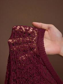 Veslaya Plus Size Solid Color Minimalist Sleeveless Sweater Dress - Burgundy - View 14