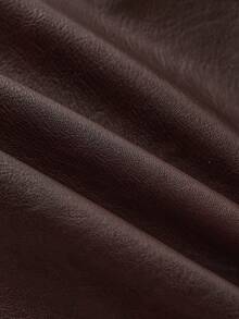 Ellevyn Chân váy ngắn chữ A bằng da PU màu đỏ tía đính nút trang trí thời trang dành cho nữ - Màu Đỏ Sâu - Xem 6