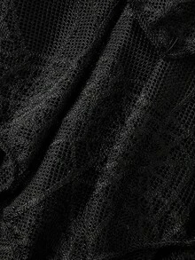 Váy lưới mạng nhện phong cách Halloween Goth có dây xích kim loại có thể tháo rời, eo không đối xứng, viền nhiều lớp - màu đen - Xem 4