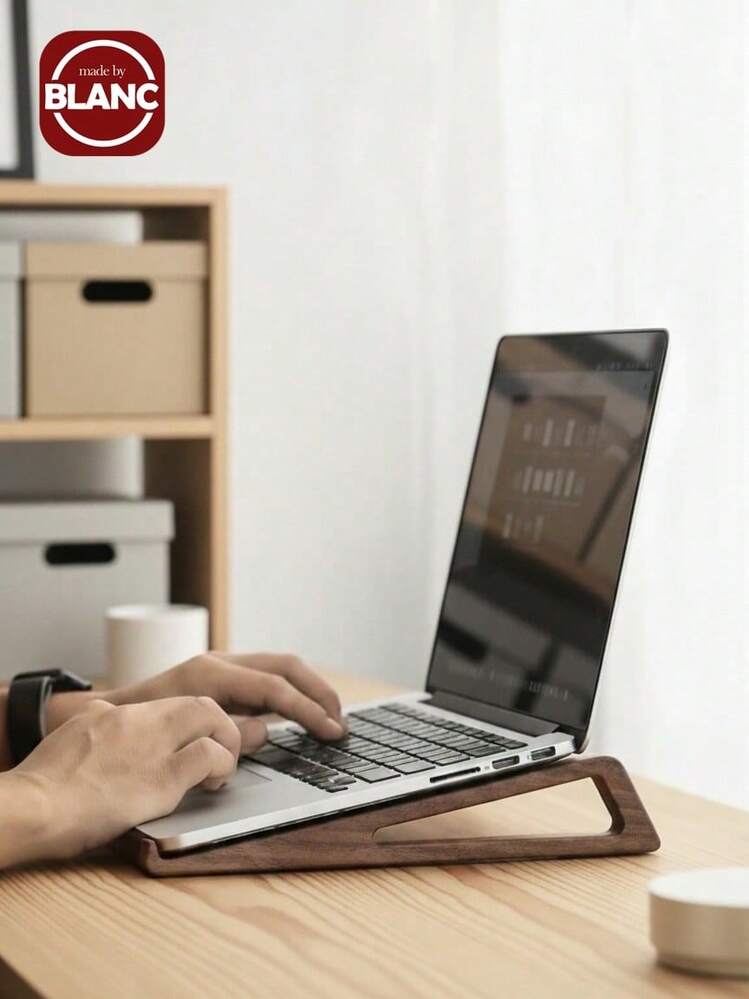 Madebyblanc Wooden Laptop Stand - Portable Laptop Desk Stand, Made Of Black Walnut And Cherry Wood, Airflow Cooling Design For Home Office, Durable Work Space Accessory And Thanksgiving Gift, Laptop Cooling Stand | Stylish Wooden Design | Natural Wood Veneer - 1pcs-portable Computer Stand - View 1