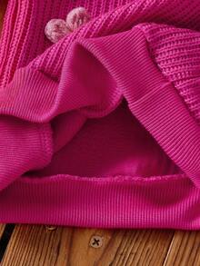 SHEIN Baby Girl Blue Knitted 3D Floral Pullover Sweater + Straight Leg Pants Set, Autumn/Winter - Watermelon Pink - View 8