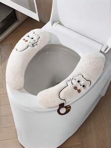 Joivida 舒适卡通马桶座套 - 加厚保暖防滑垫，四季通用，易于清洁，带底座环，浴室配件