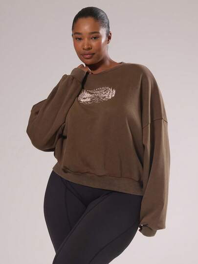 MUSERA Sudadera de talla grande con bordado gráfico lavada, ideal para otoño, invierno, Navidad, días festivos, acogedor, lindo y festivo