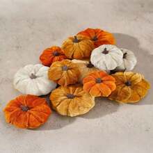 8Pcs-Velvet Faux Pumpkins For Halloween Decor - Elegant Mix Of Orange, Brown & Champagne | Perfect For Fall, Thanksgiving & Harvest Season Home Accents Pumpkin Decor Pumpkin Decorations Best Gifts Birthday Graduation,Halloween Party Decorative, Christmas Decorations Random Color - 彩色 - 查看 6