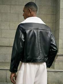 AKNOTIC Business Casual Herren modische Winter PU Thermofutter Reißverschluss Jacke, Weihnachten