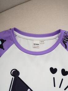 HELLO KITTY AND FRIENDS | SHEIN 2 件套女童可爱卡通图案圆领插肩袖上衣和宽松裤子休闲睡衣套装 - 彩色 - 查看 8