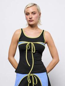 COUREZ 霓虹色系带背心/Y2K冬季外出上衣黑色性感外出夜生活性感女装套装 - 彩色 - 查看 1