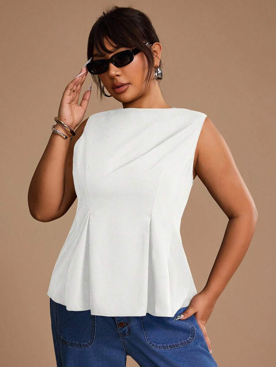 Forever 21 SHEIN Unity Áo nữ Xuân Hè Lãng Mạn Dự Tiệc Dạ Hội Sinh Nhật Phong Cách Thập Niên 90 Công Sở Thường Ngày Thanh Lịch Kiểu Phương Tây Thời Trang Đi Chơi Thường Ngày Y2K Câu Lạc Bộ Văn Phòng Cocktail Cổ Điển Ôm Sóc Rave Lễ Hội Vui Nhộn Sang Trọng Giàu Có Phong Cách Đường Phố Kỳ Nghỉ Đồng Quê Buổi Hòa Nhạc Công Sở Kín đáo Nghỉ Xuân Tiệc Độc Thân Buổi Hòa Nhạc Cá Tính Cơ Bản Tốt Nghiệp Dáng Chữ A Ngắn Không Tay Ống Màu Đen Cỡ Lớn - trắng - Xem 1